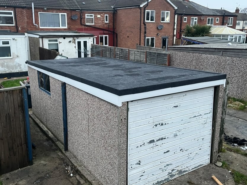 Finished flat roof on a garage
